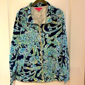 Navy floral Lilly full zip-up with pockets